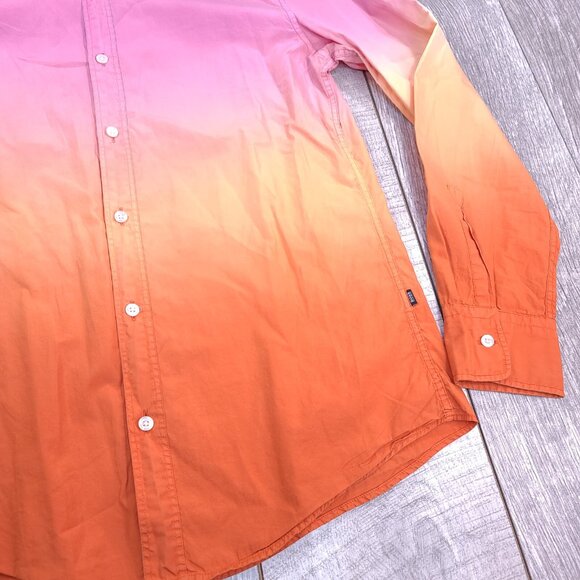 Hugo Boss Shirt Mens Large Slim Ronny Ombre Gradient Button Long Sleeve Top - Picture 4 of 9
